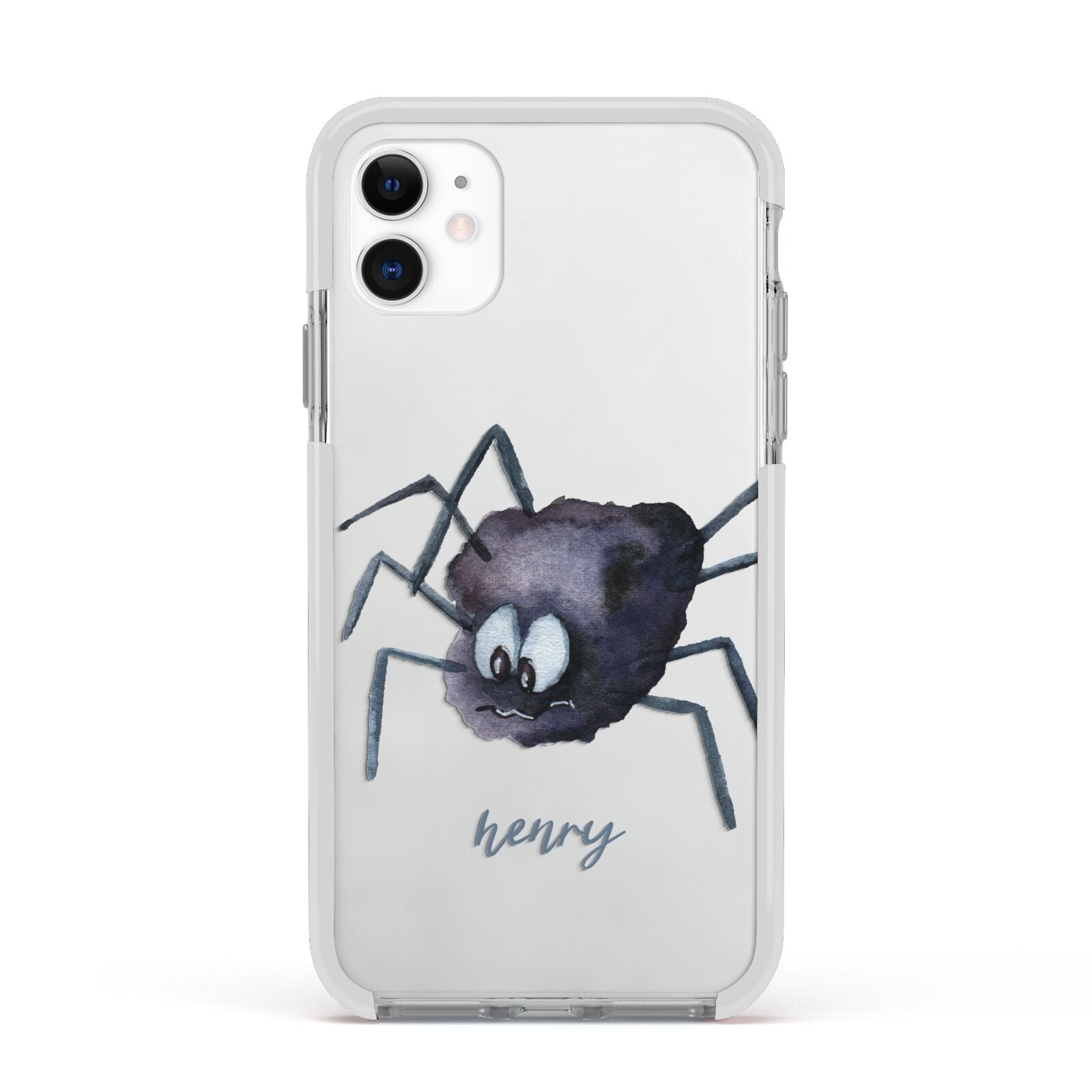 Scared Spider Personalised Apple iPhone 11 in White with White Impact Case