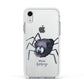Scared Spider Personalised Apple iPhone XR Impact Case White Edge on Silver Phone