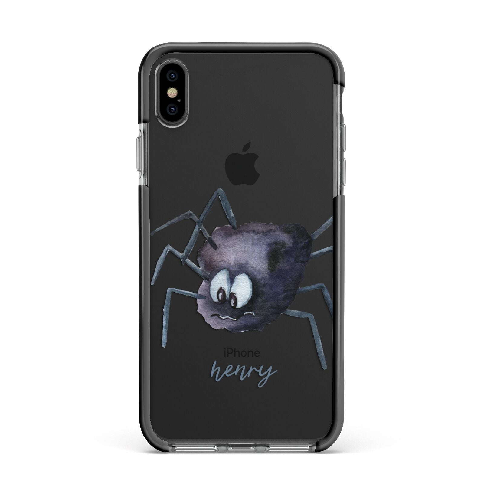 Scared Spider Personalised Apple iPhone Xs Max Impact Case Black Edge on Black Phone