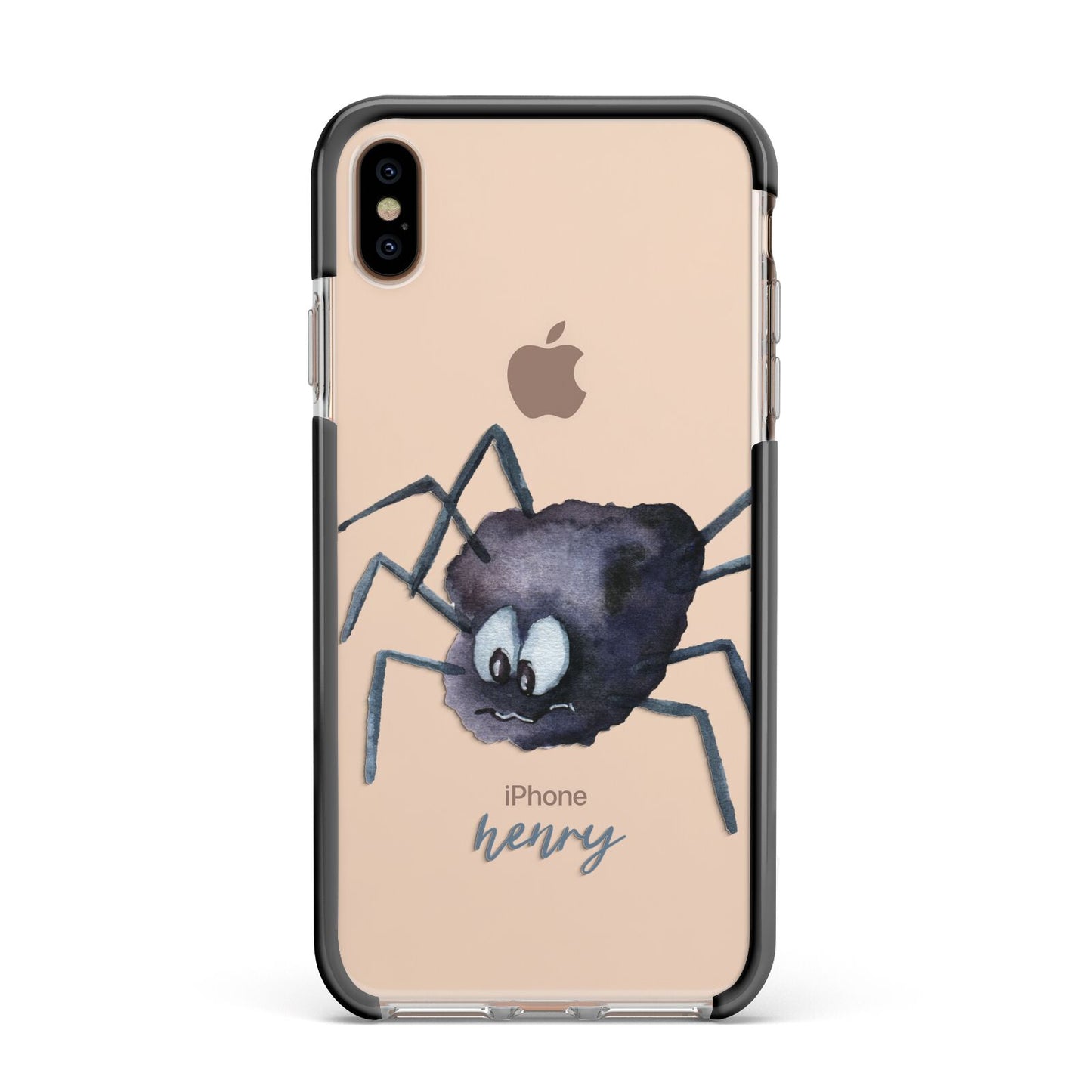 Scared Spider Personalised Apple iPhone Xs Max Impact Case Black Edge on Gold Phone