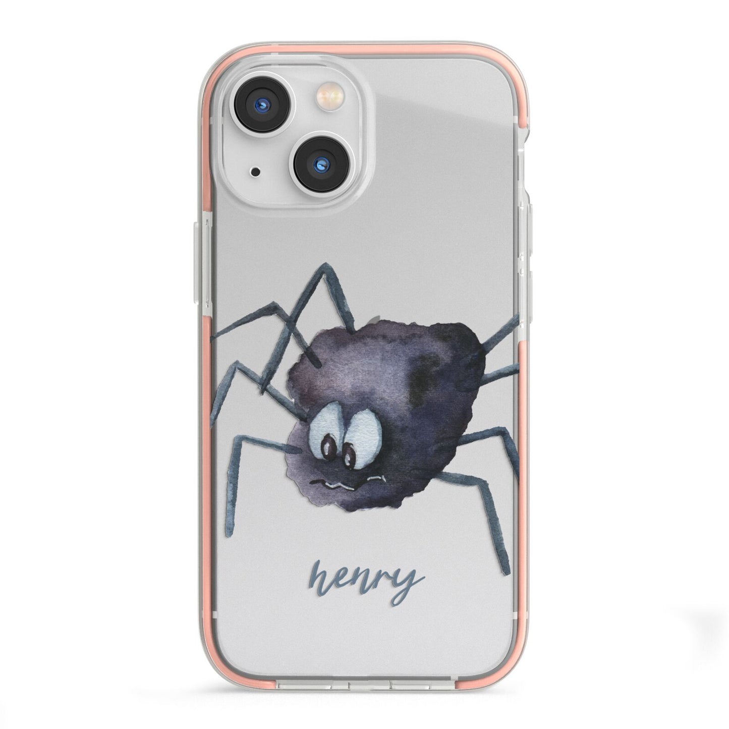 Scared Spider Personalised iPhone 13 Mini TPU Impact Case with Pink Edges