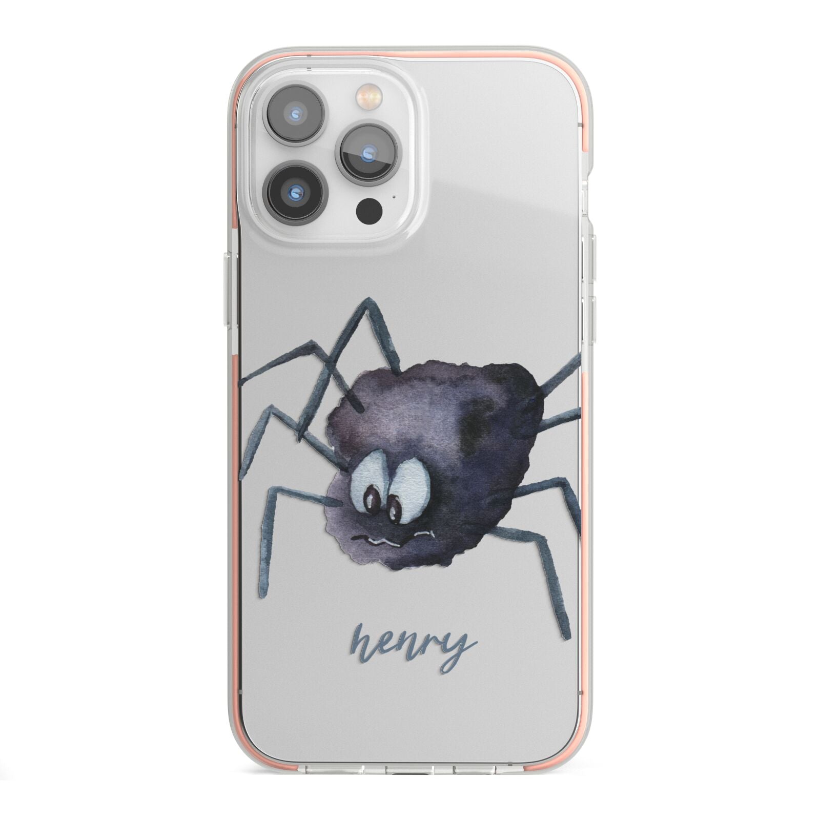 Scared Spider Personalised iPhone 13 Pro Max TPU Impact Case with Pink Edges