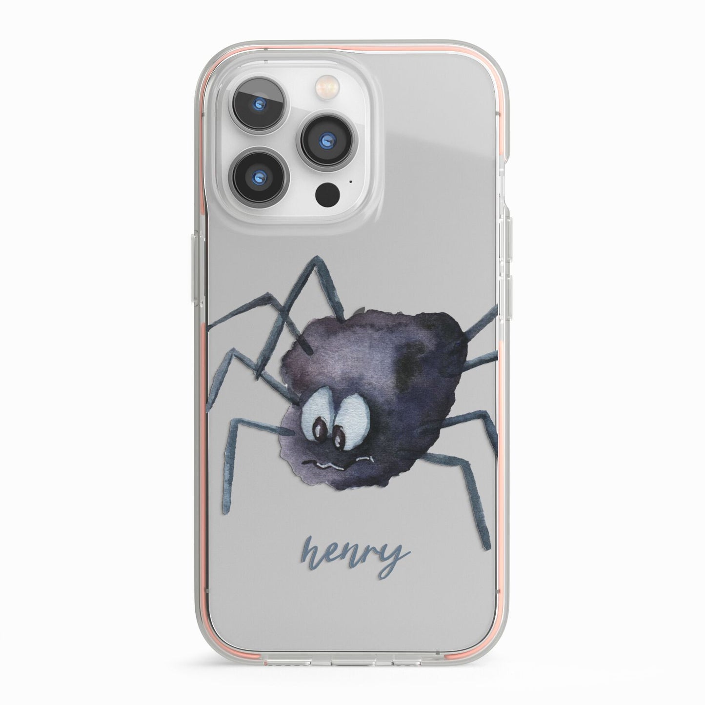 Scared Spider Personalised iPhone 13 Pro TPU Impact Case with Pink Edges