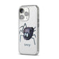 Scared Spider Personalised iPhone 14 Pro Clear Tough Case Silver Angled Image