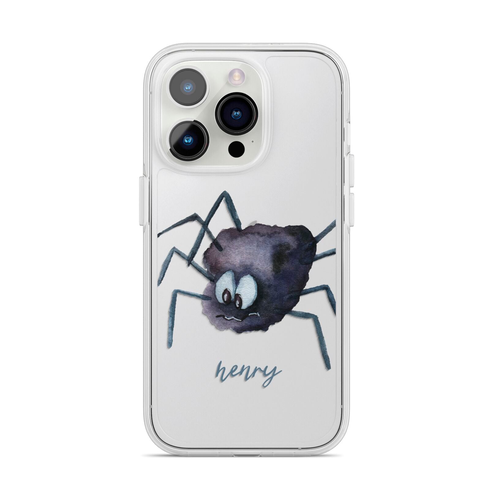 Scared Spider Personalised iPhone 14 Pro Clear Tough Case Silver