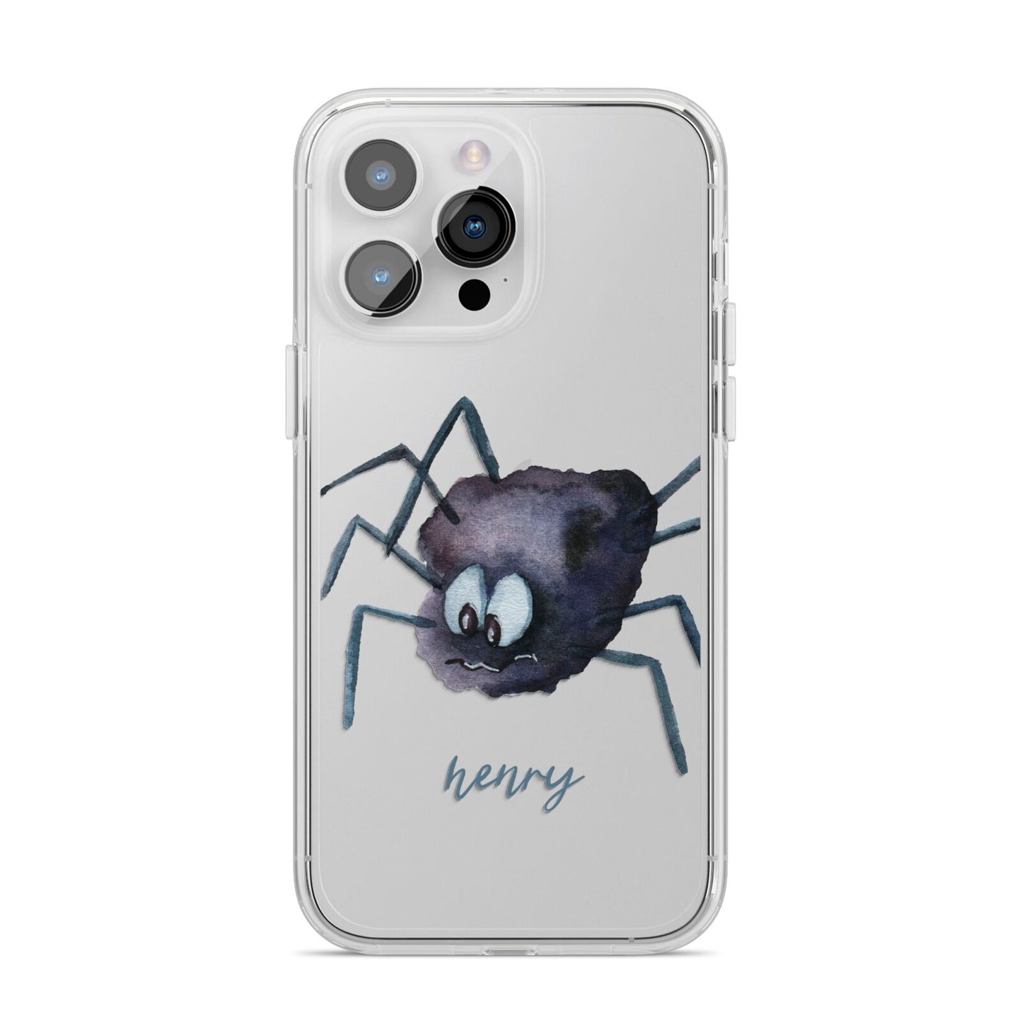 Scared Spider Personalised iPhone 14 Pro Max Clear Tough Case Silver