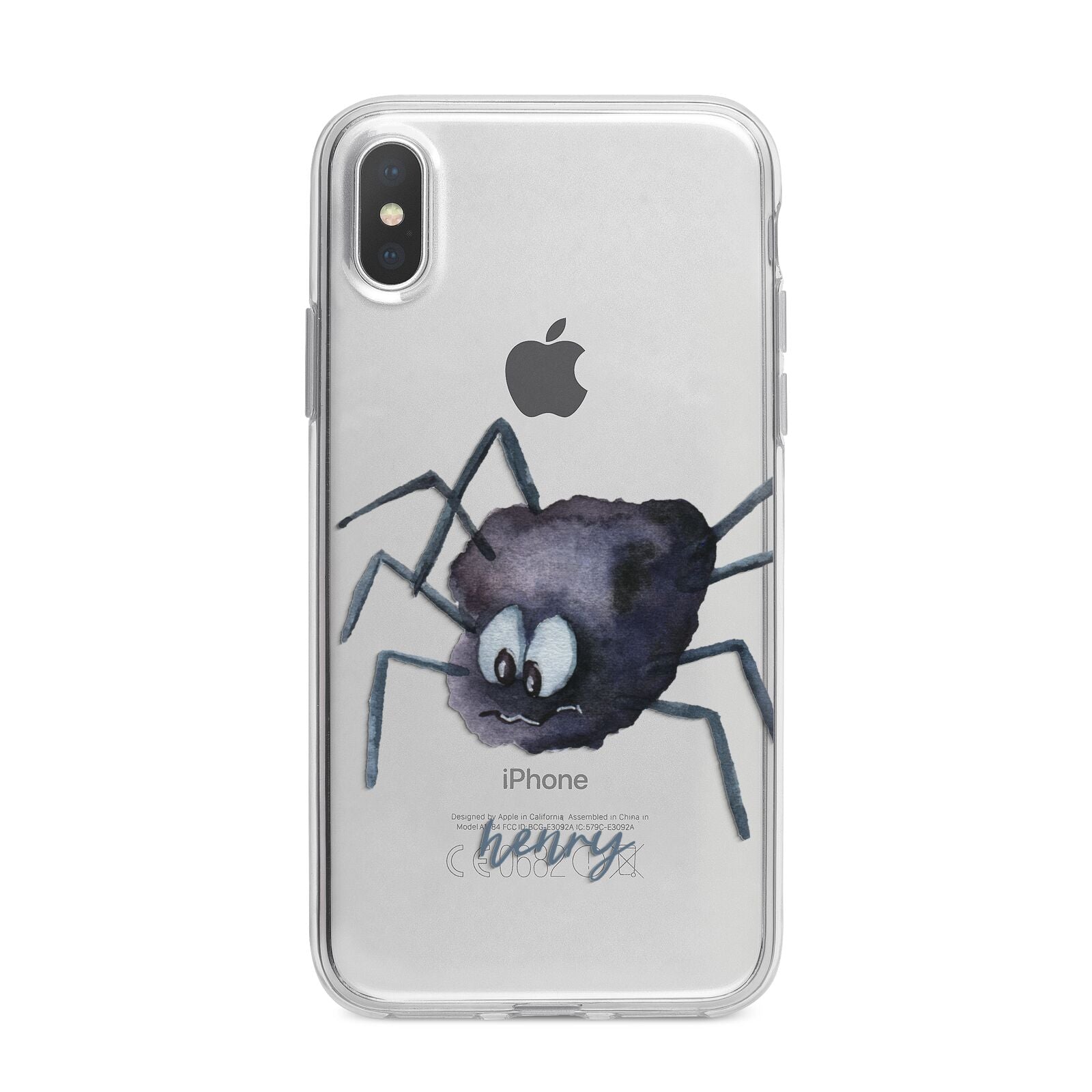 Scared Spider Personalised iPhone X Bumper Case on Silver iPhone Alternative Image 1
