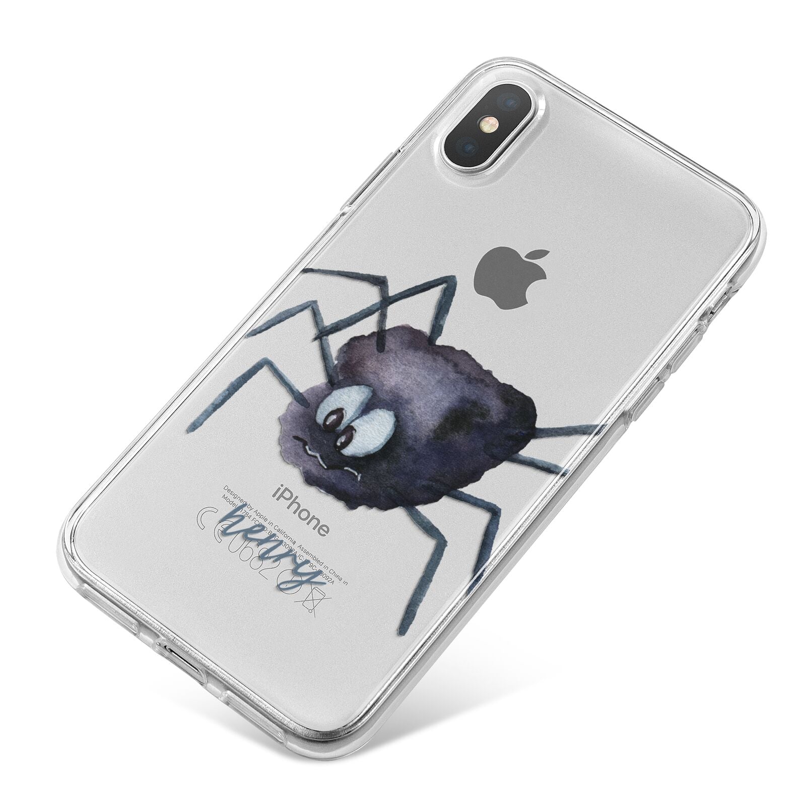 Scared Spider Personalised iPhone X Bumper Case on Silver iPhone