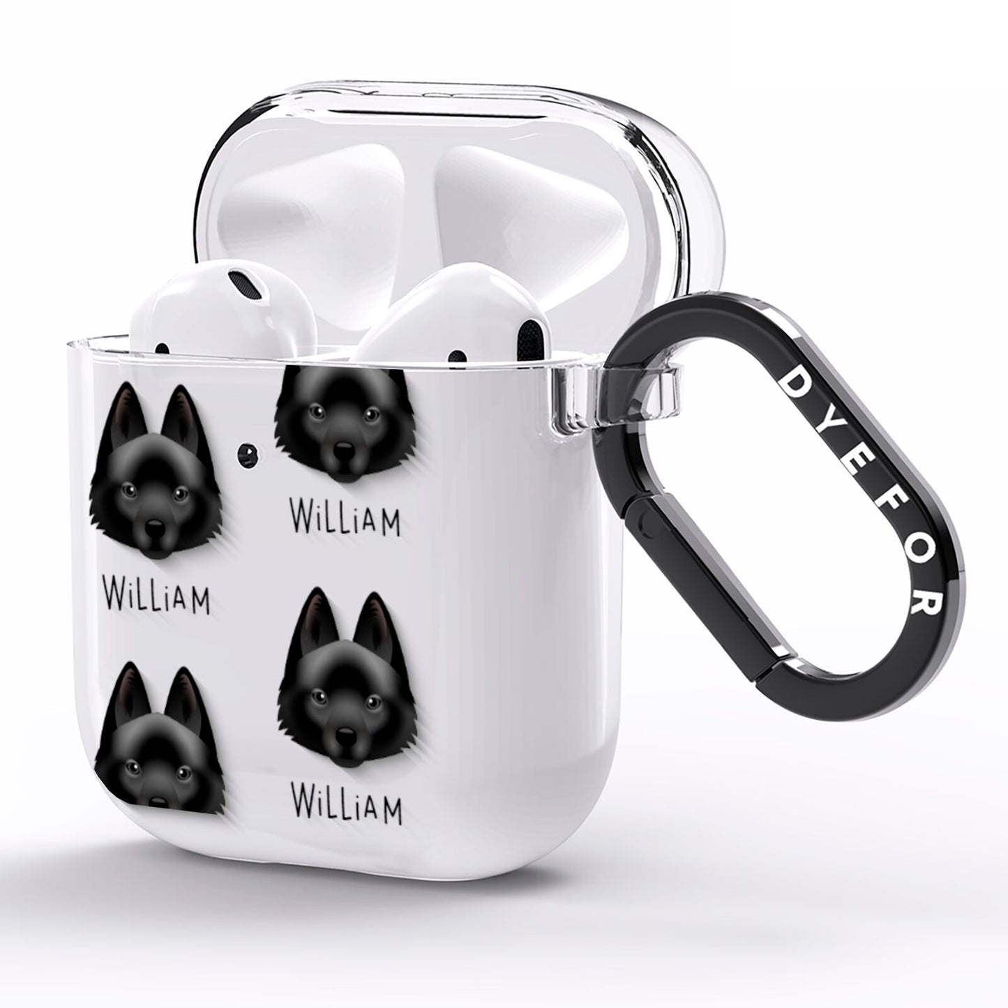Schipperke Icon with Name AirPods Clear Case Side Image