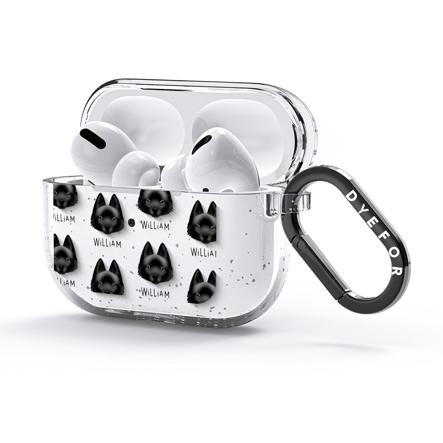 Schipperke Icon with Name AirPods Glitter Case 3rd Gen Side Image
