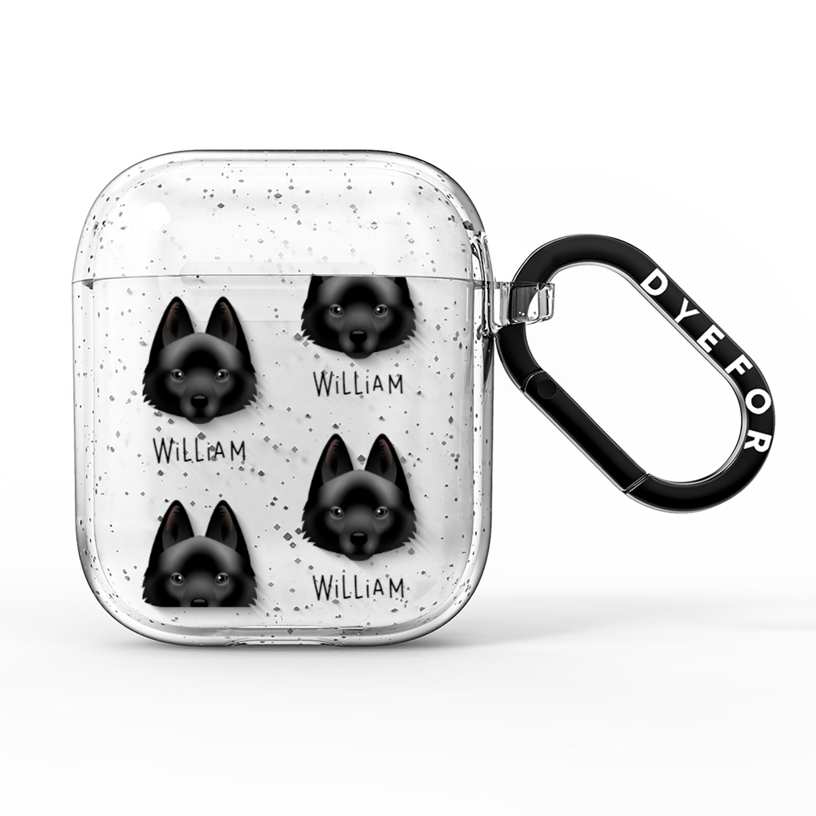 Schipperke Icon with Name AirPods Glitter Case