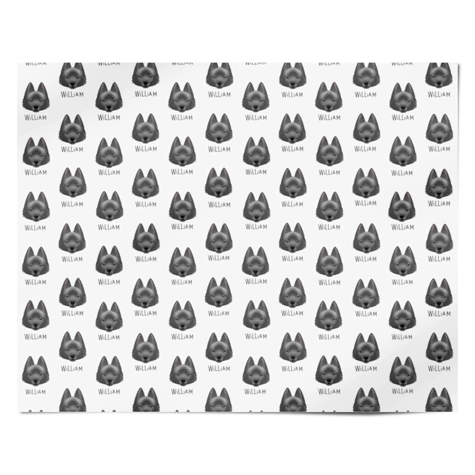 Schipperke Icon with Name Personalised Wrapping Paper Alternative