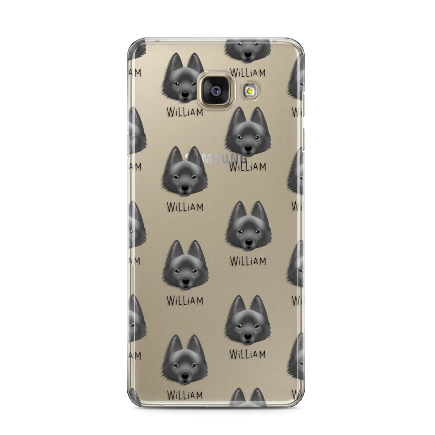 Schipperke Icon with Name Samsung Galaxy A3 2016 Case on gold phone