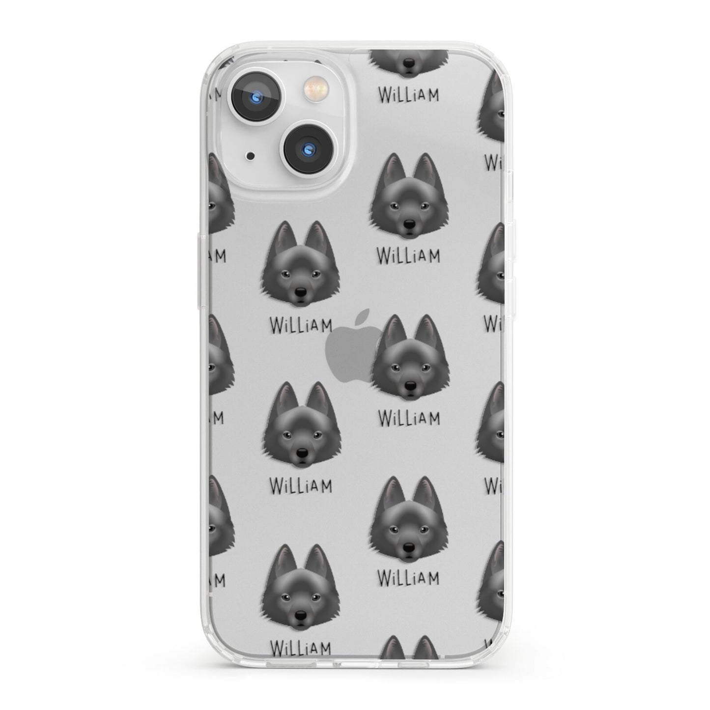 Schipperke Icon with Name iPhone 13 Clear Bumper Case