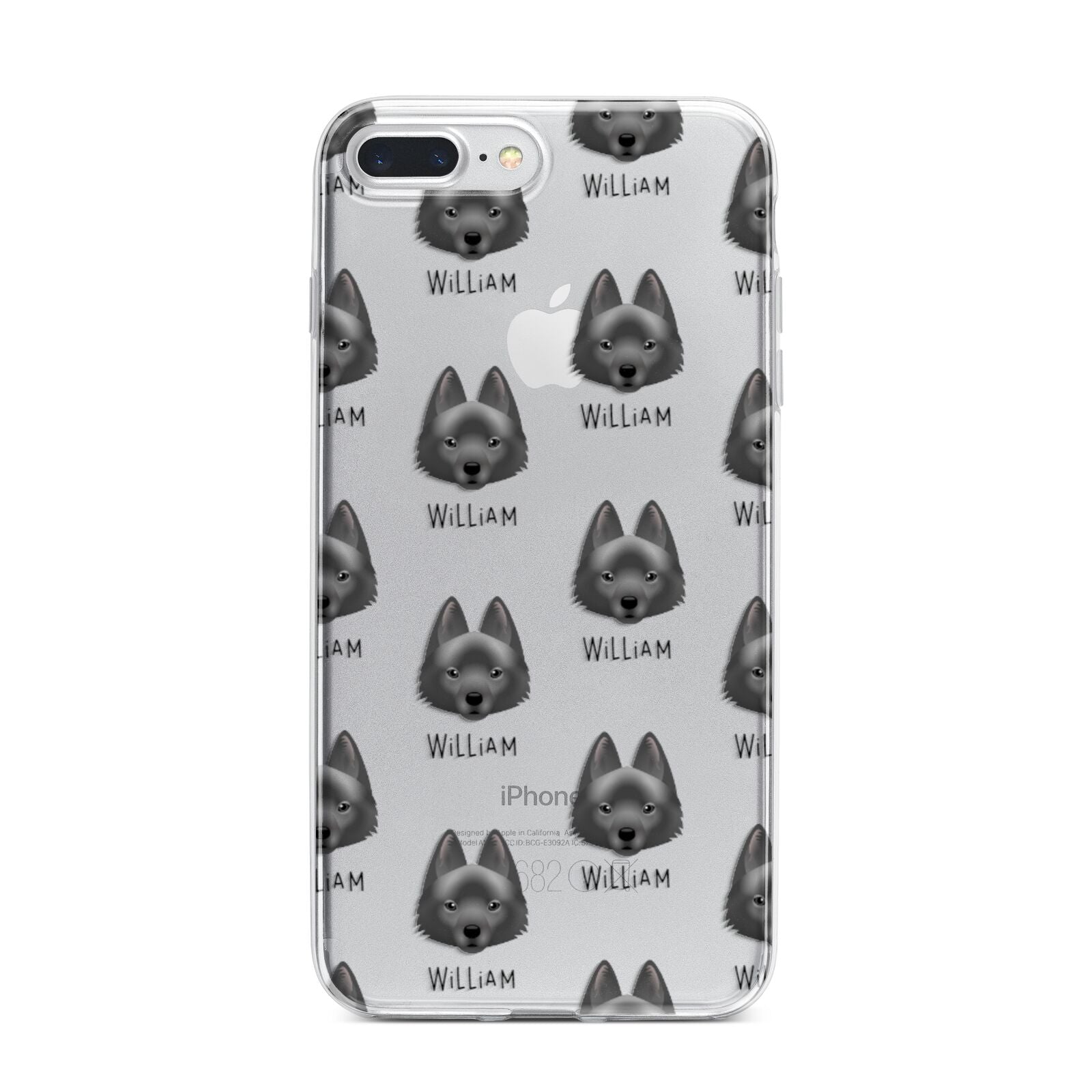 Schipperke Icon with Name iPhone 7 Plus Bumper Case on Silver iPhone