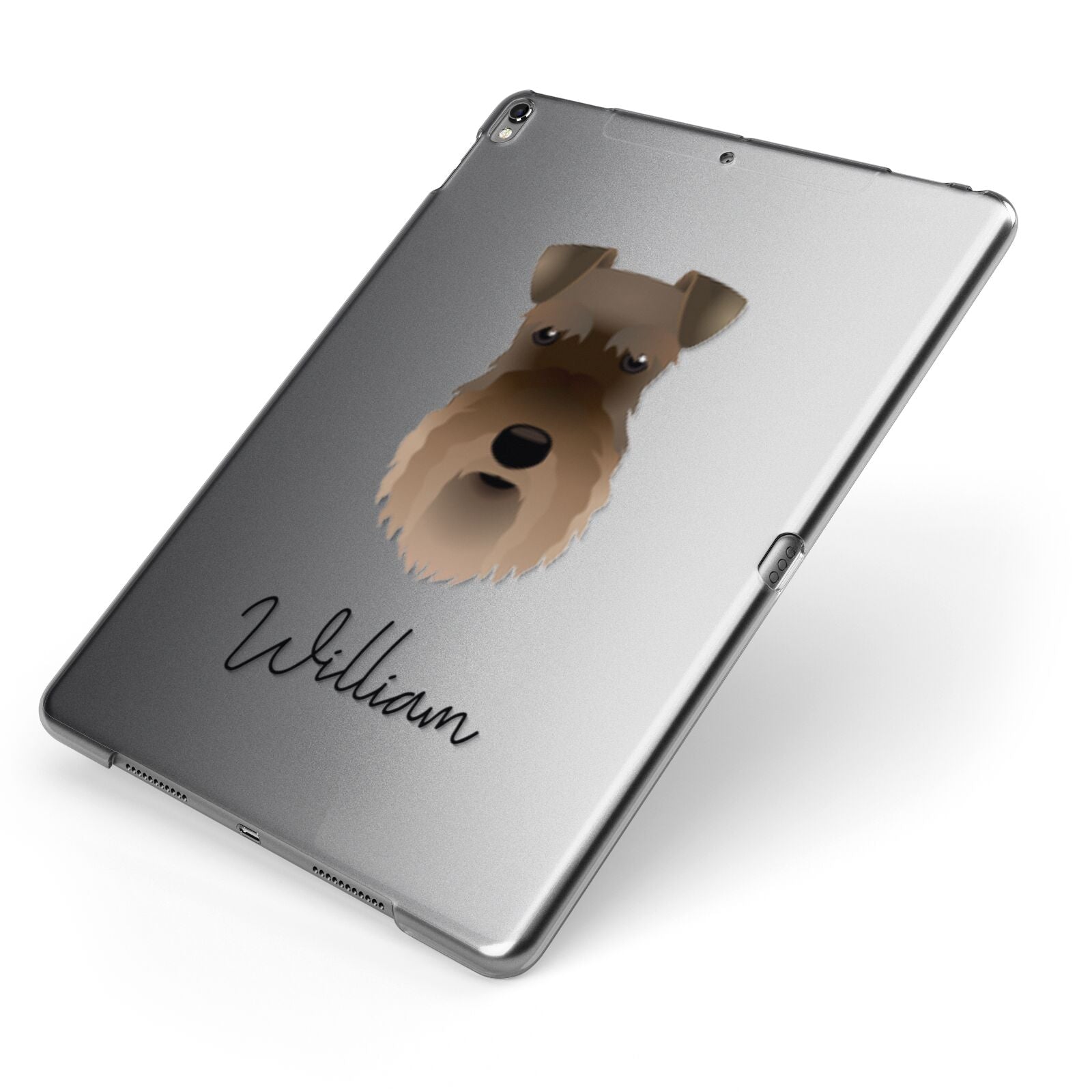Schnauzer Personalised Apple iPad Case on Grey iPad Side View