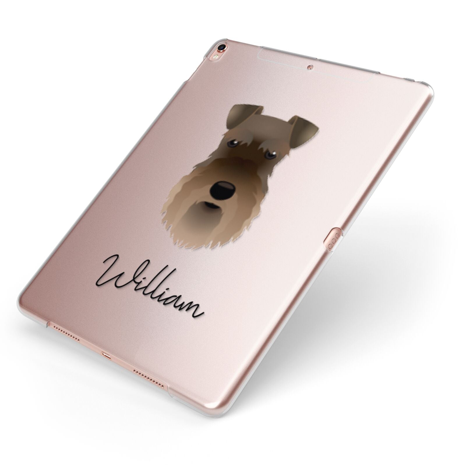 Schnauzer Personalised Apple iPad Case on Rose Gold iPad Side View