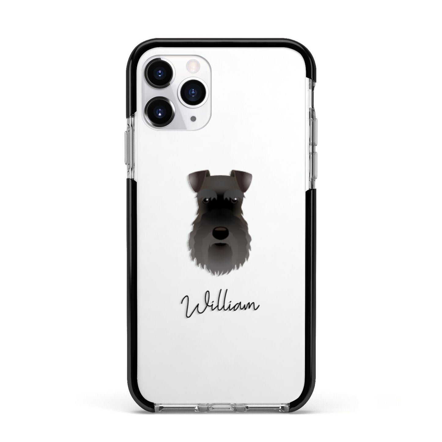 Schnauzer Personalised Apple iPhone 11 Pro in Silver with Black Impact Case