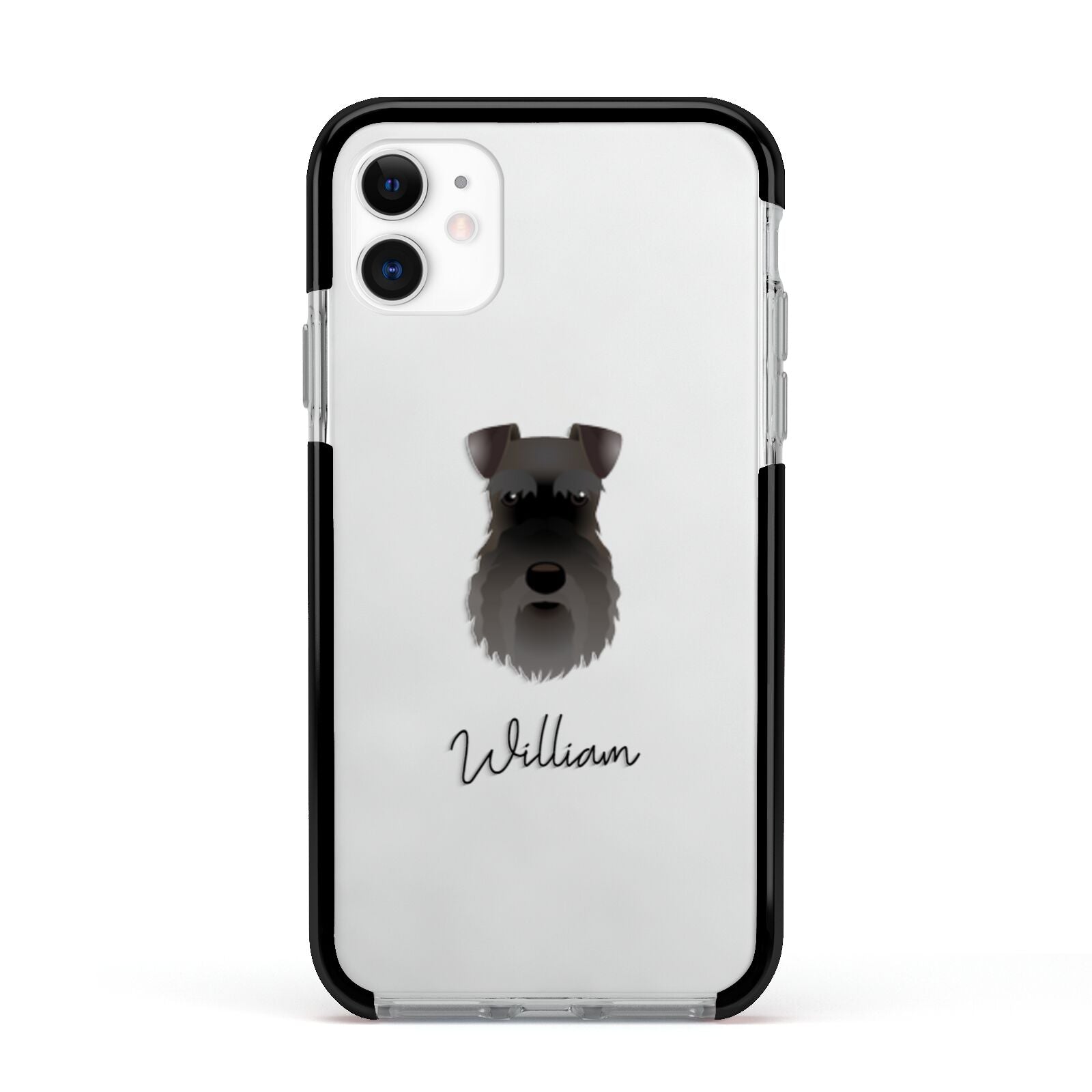Schnauzer Personalised Apple iPhone 11 in White with Black Impact Case