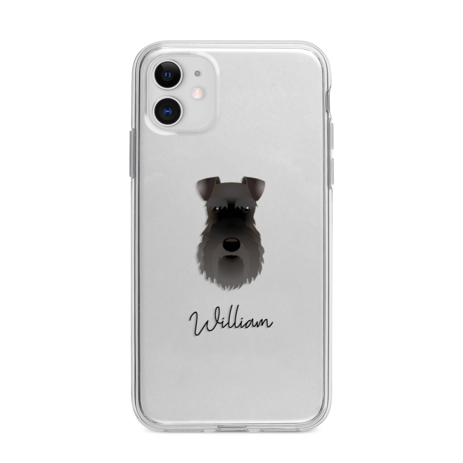 Schnauzer Personalised Apple iPhone 11 in White with Bumper Case