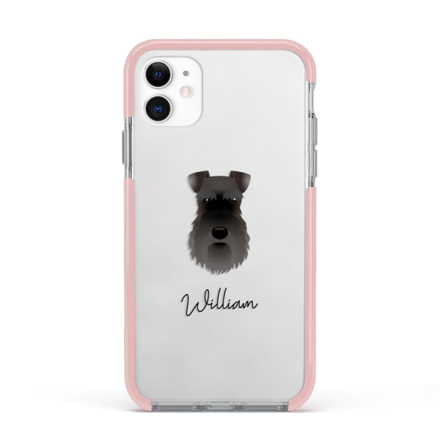 Schnauzer Personalised Apple iPhone 11 in White with Pink Impact Case