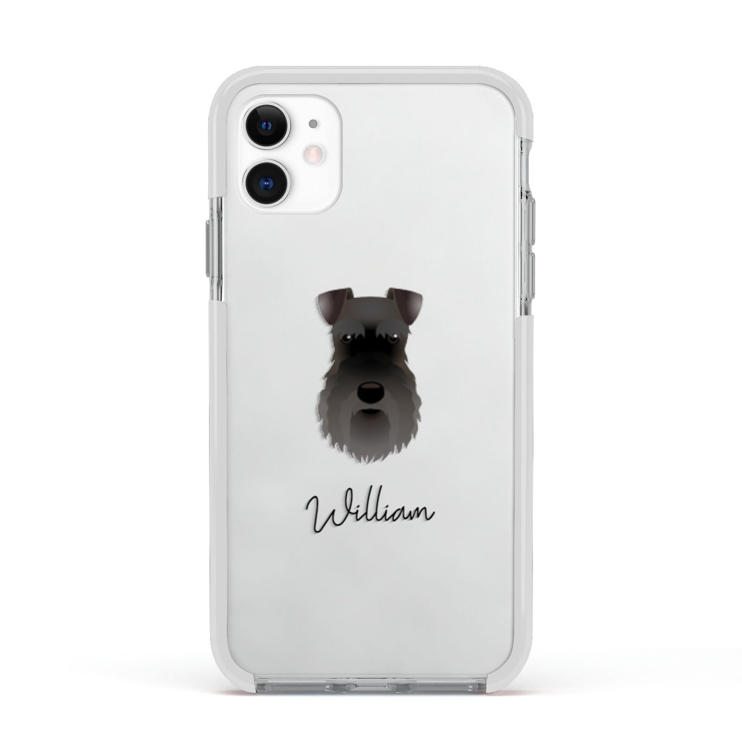 Schnauzer Personalised Apple iPhone 11 in White with White Impact Case