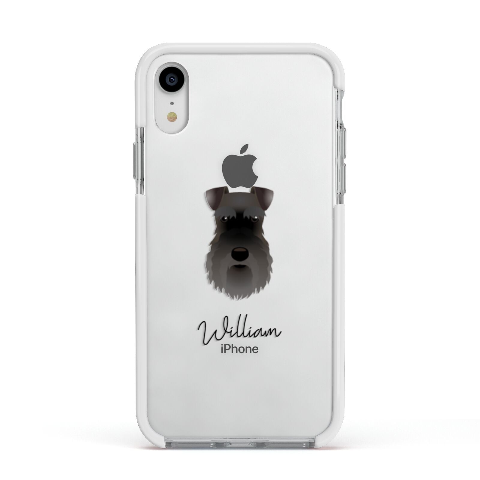 Schnauzer Personalised Apple iPhone XR Impact Case White Edge on Silver Phone