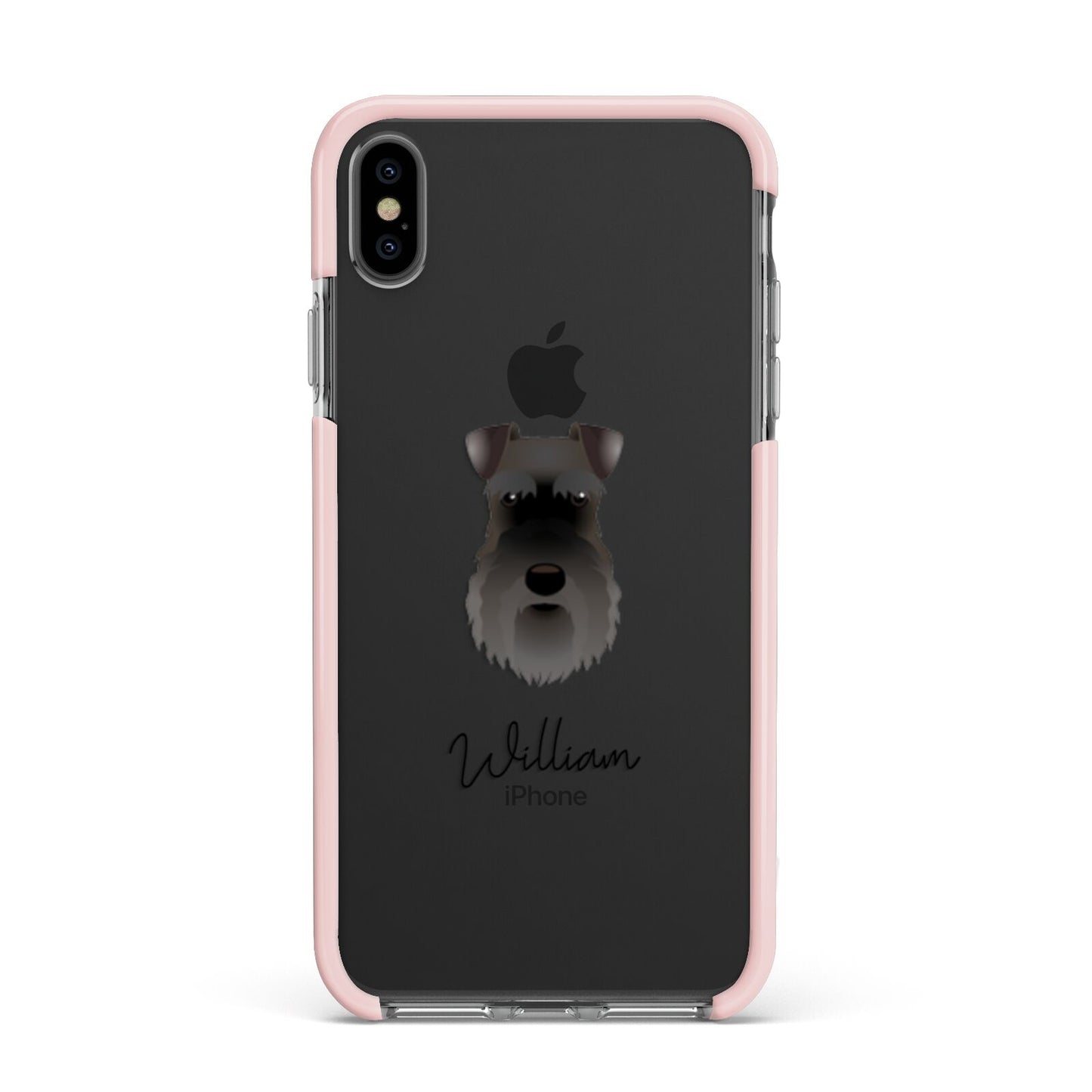 Schnauzer Personalised Apple iPhone Xs Max Impact Case Pink Edge on Black Phone