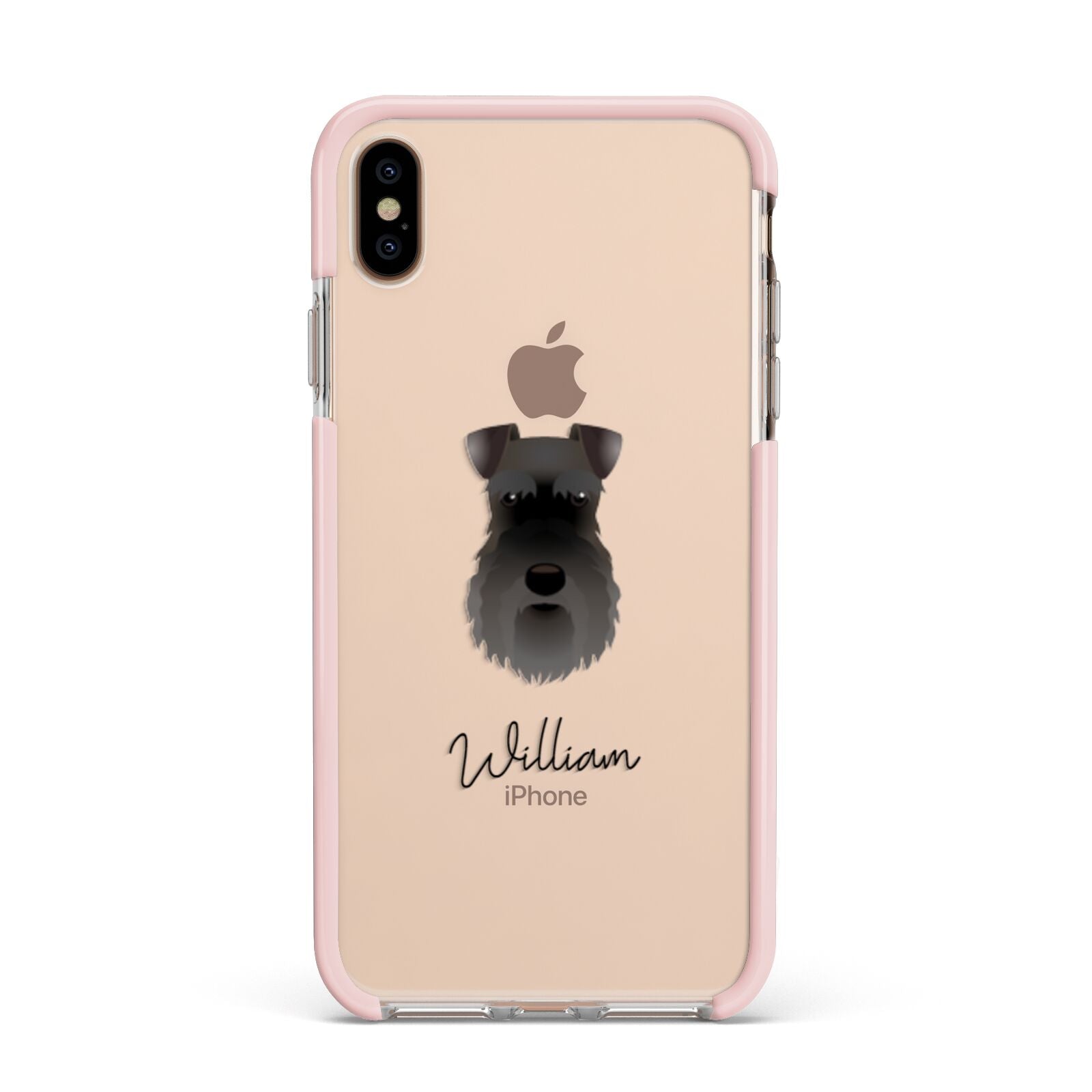 Schnauzer Personalised Apple iPhone Xs Max Impact Case Pink Edge on Gold Phone