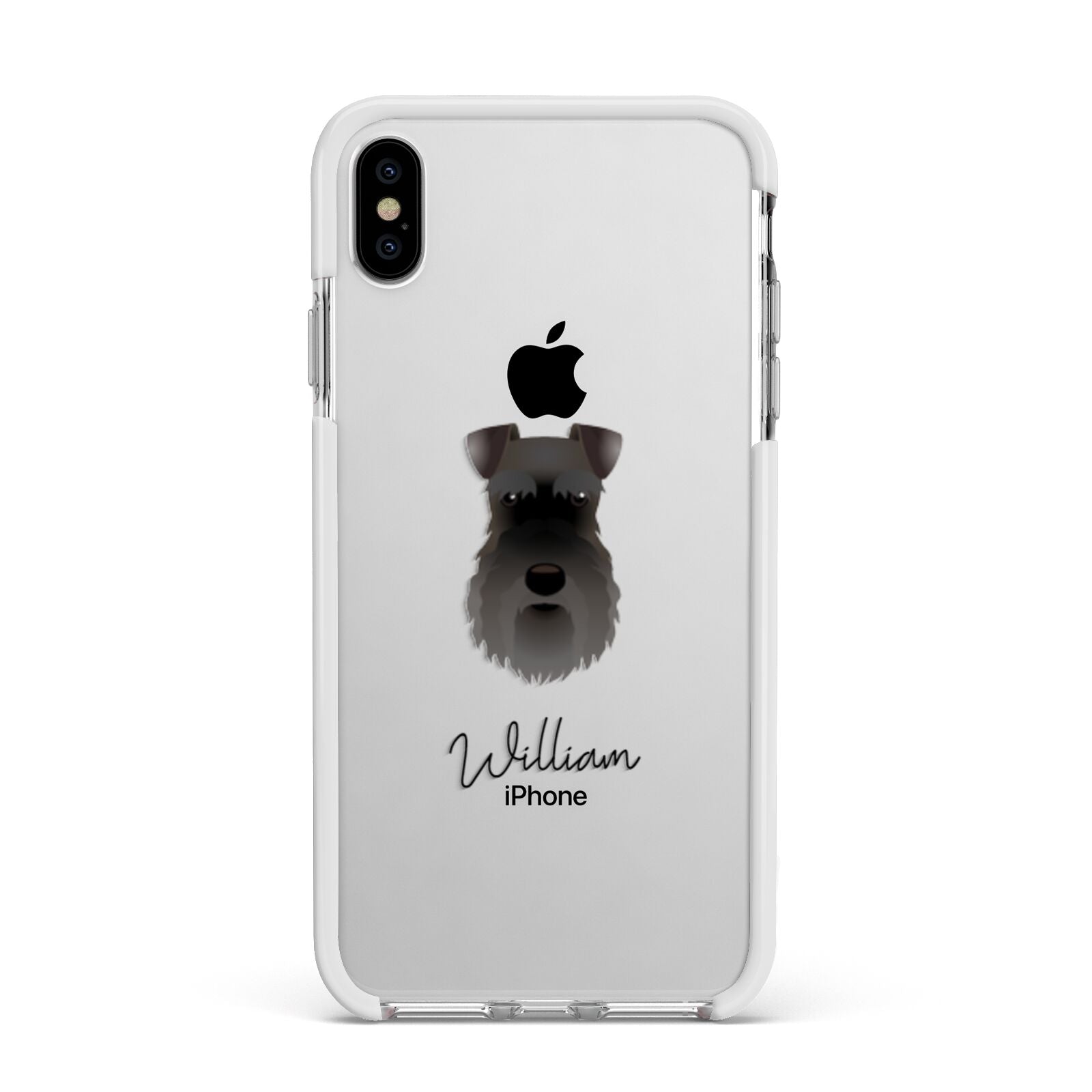 Schnauzer Personalised Apple iPhone Xs Max Impact Case White Edge on Silver Phone
