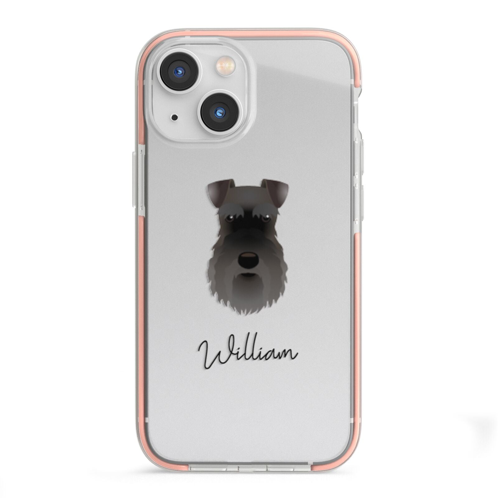 Schnauzer Personalised iPhone 13 Mini TPU Impact Case with Pink Edges