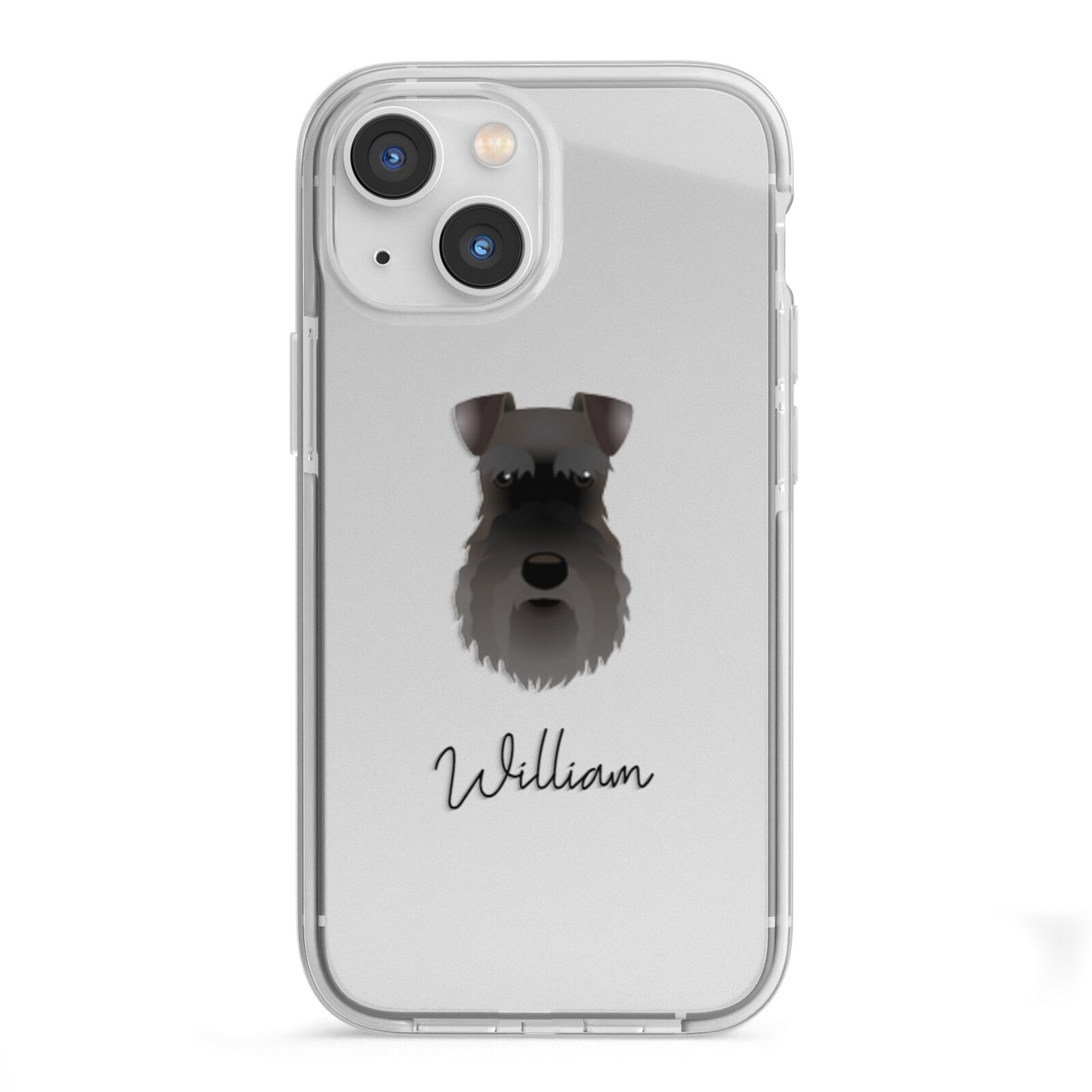 Schnauzer Personalised iPhone 13 Mini TPU Impact Case with White Edges