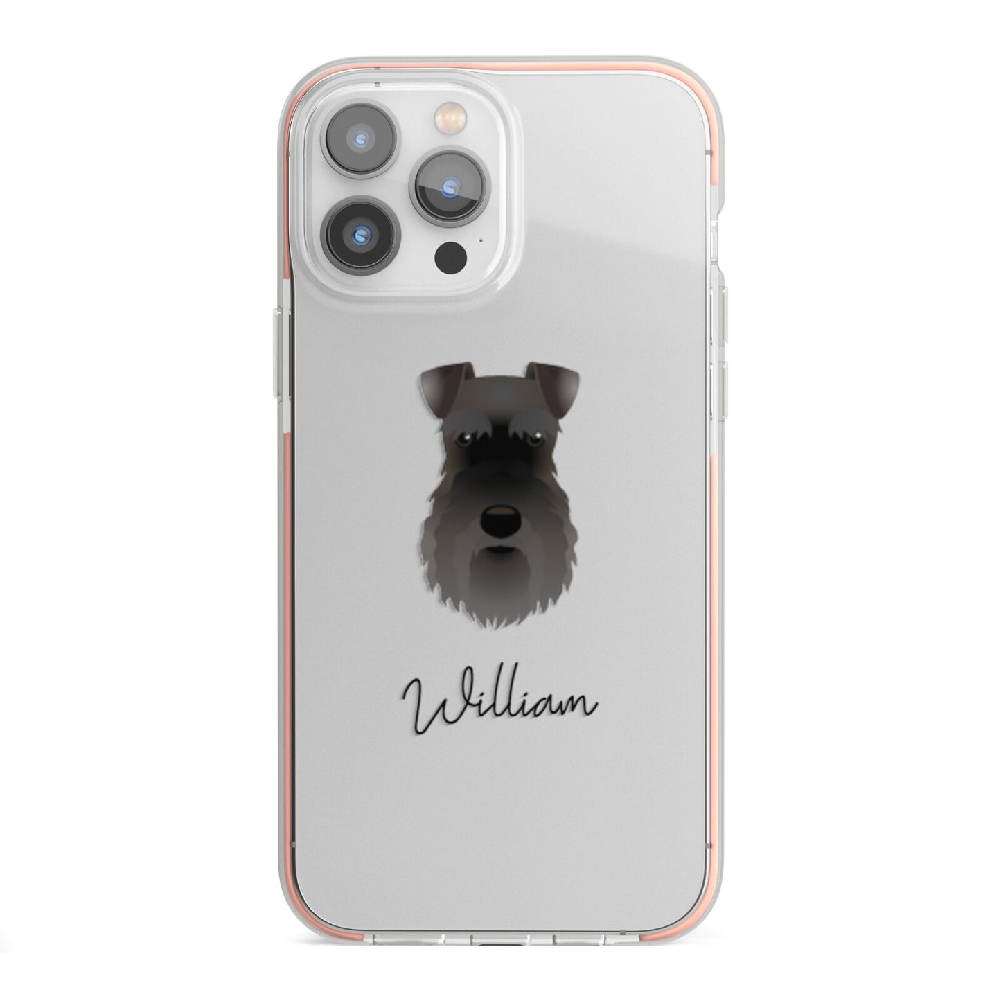 Schnauzer Personalised iPhone 13 Pro Max TPU Impact Case with Pink Edges