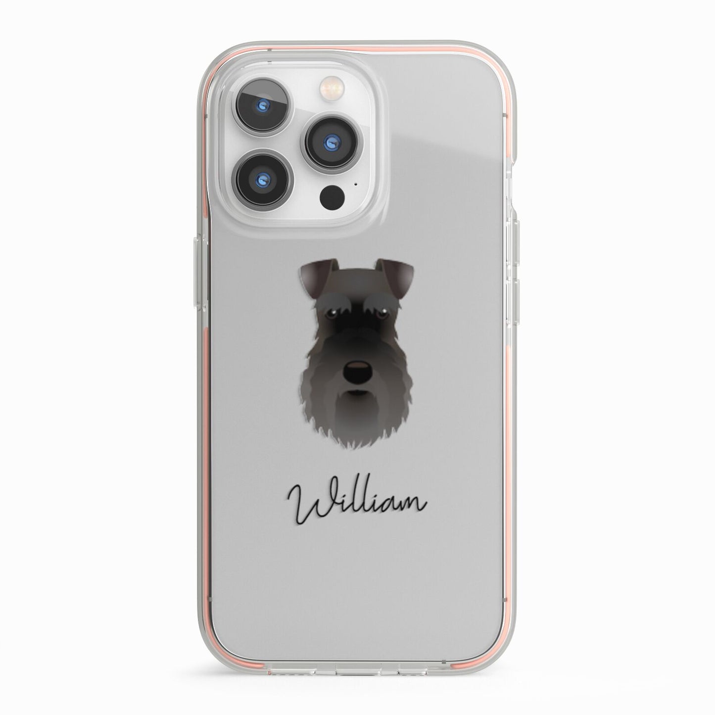 Schnauzer Personalised iPhone 13 Pro TPU Impact Case with Pink Edges