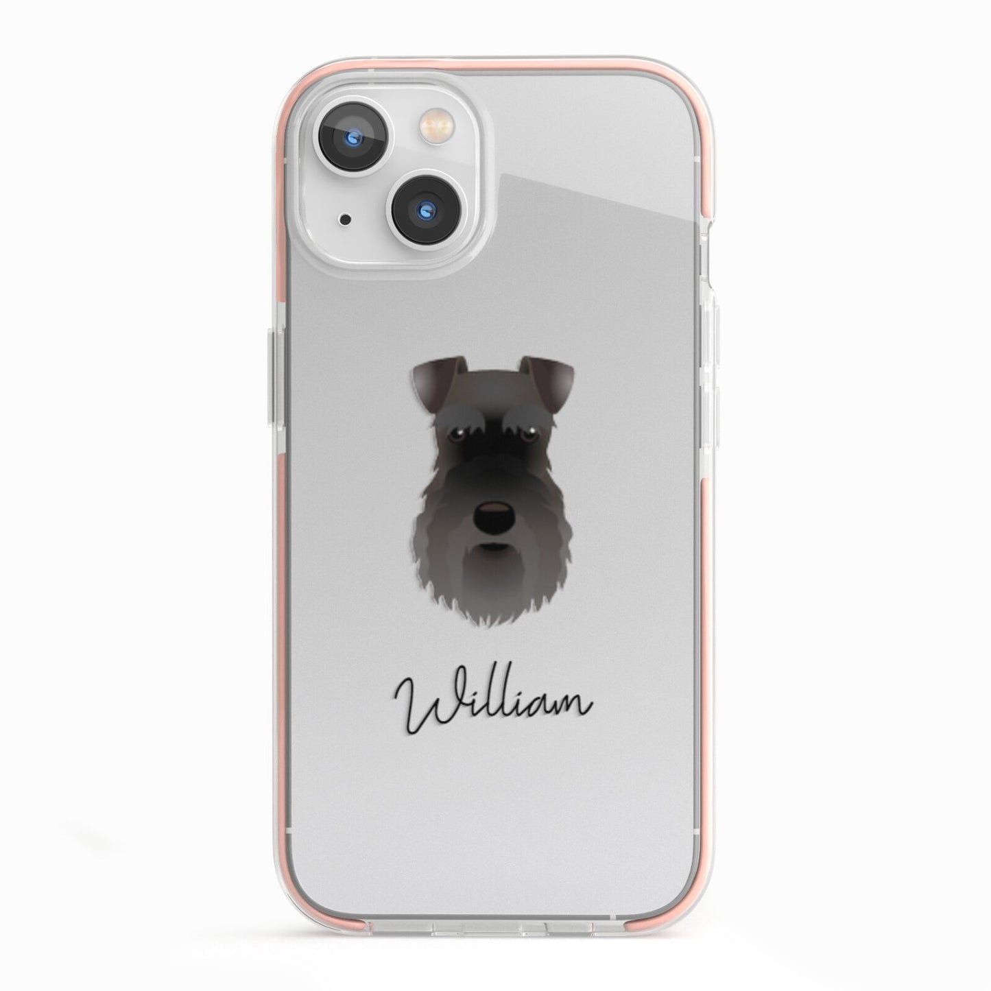 Schnauzer Personalised iPhone 13 TPU Impact Case with Pink Edges