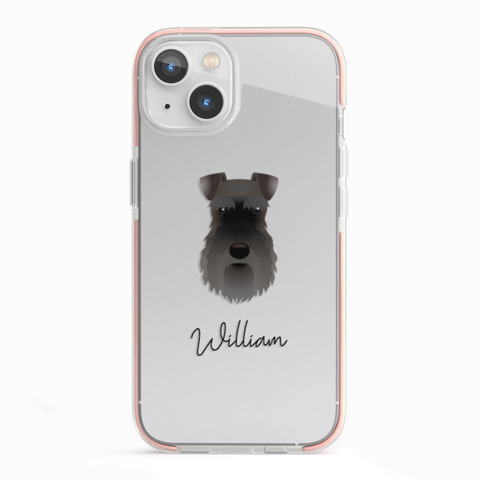 Schnauzer Personalised iPhone 13 TPU Impact Case with Pink Edges