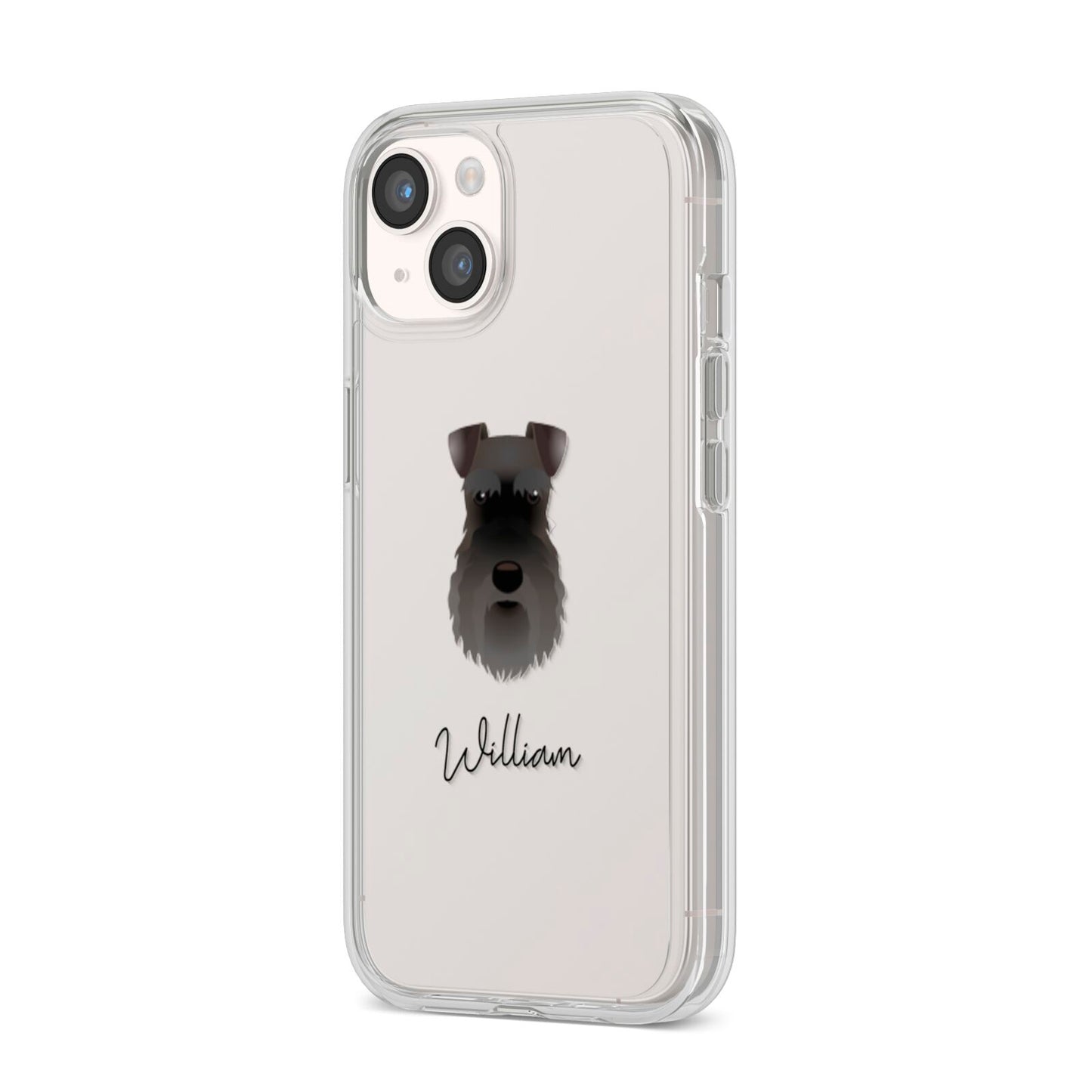 Schnauzer Personalised iPhone 14 Clear Tough Case Starlight Angled Image