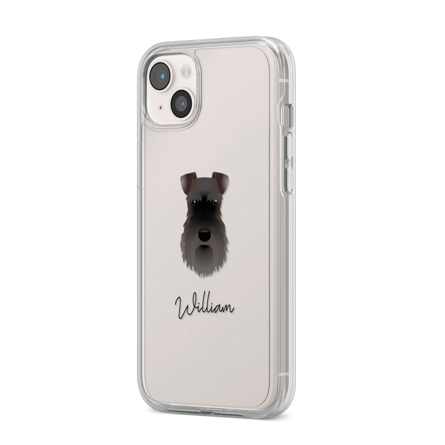 Schnauzer Personalised iPhone 14 Plus Clear Tough Case Starlight Angled Image