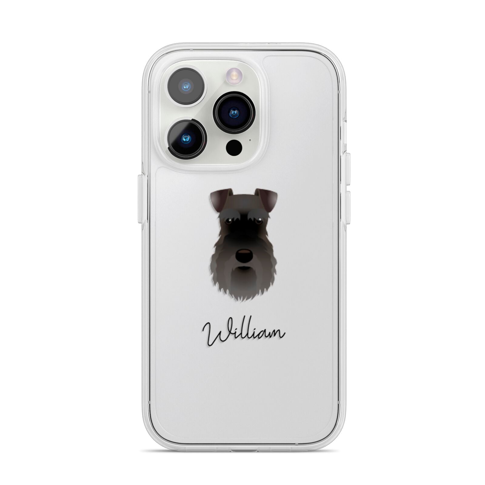 Schnauzer Personalised iPhone 14 Pro Clear Tough Case Silver
