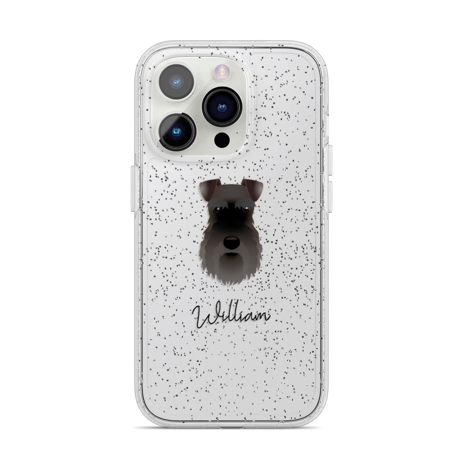 Schnauzer Personalised iPhone 14 Pro Glitter Tough Case Silver