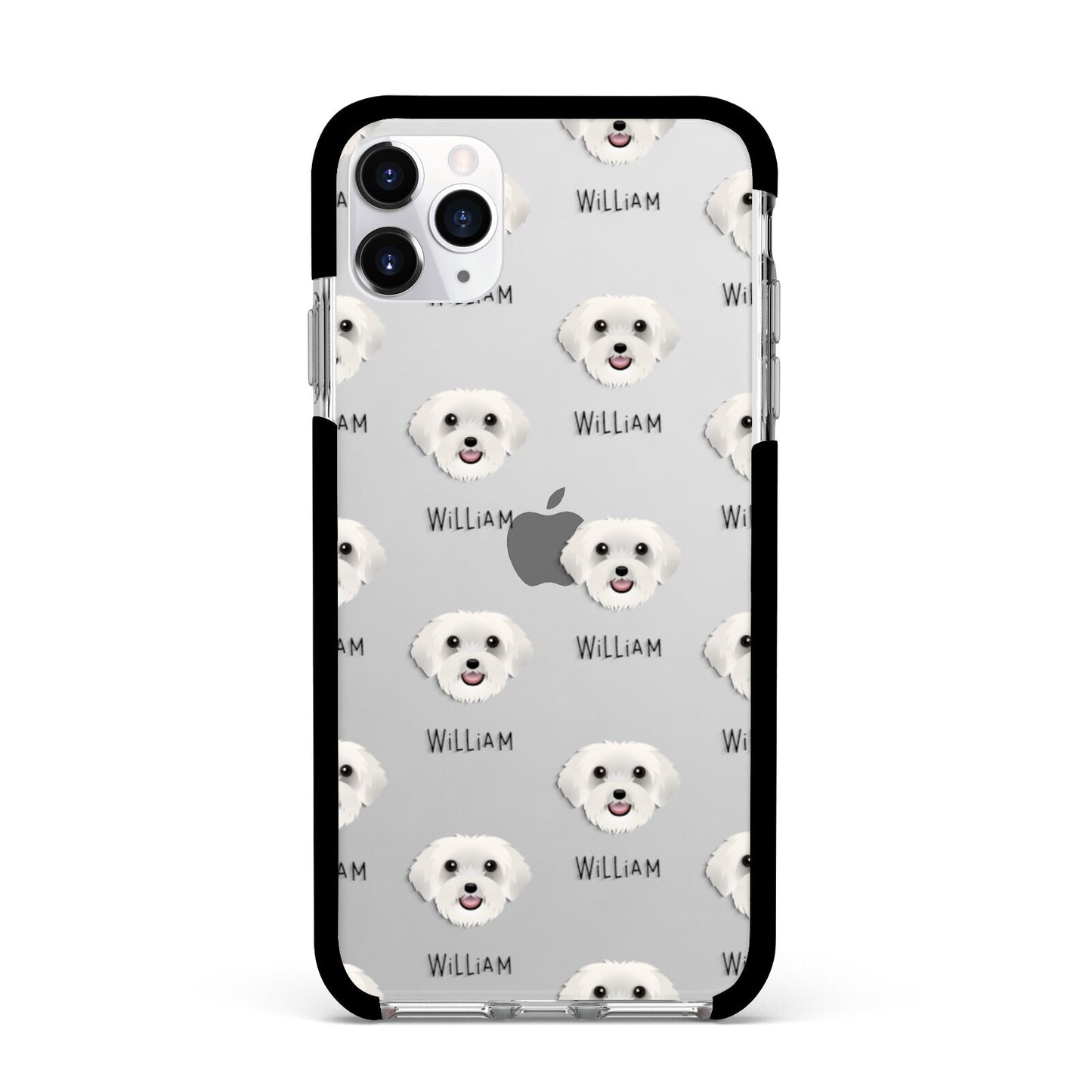 Schnoodle Icon with Name Apple iPhone 11 Pro Max in Silver with Black Impact Case