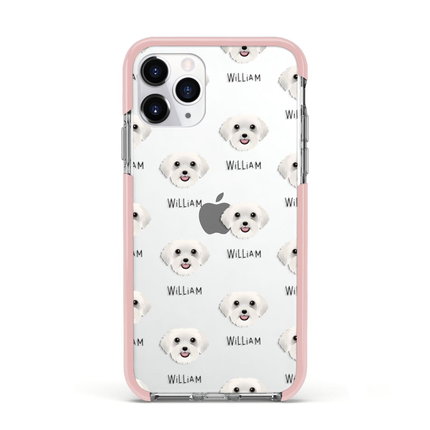 Schnoodle Icon with Name Apple iPhone 11 Pro in Silver with Pink Impact Case