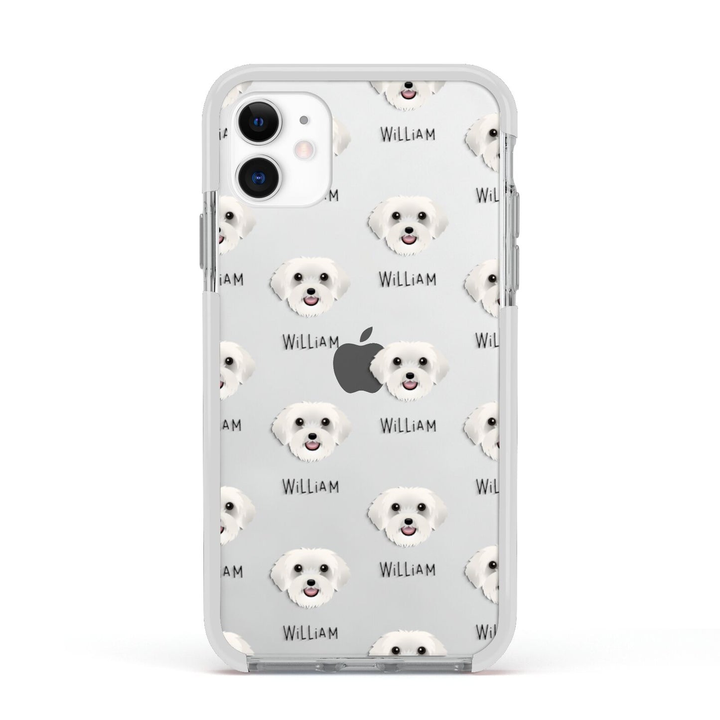 Schnoodle Icon with Name Apple iPhone 11 in White with White Impact Case