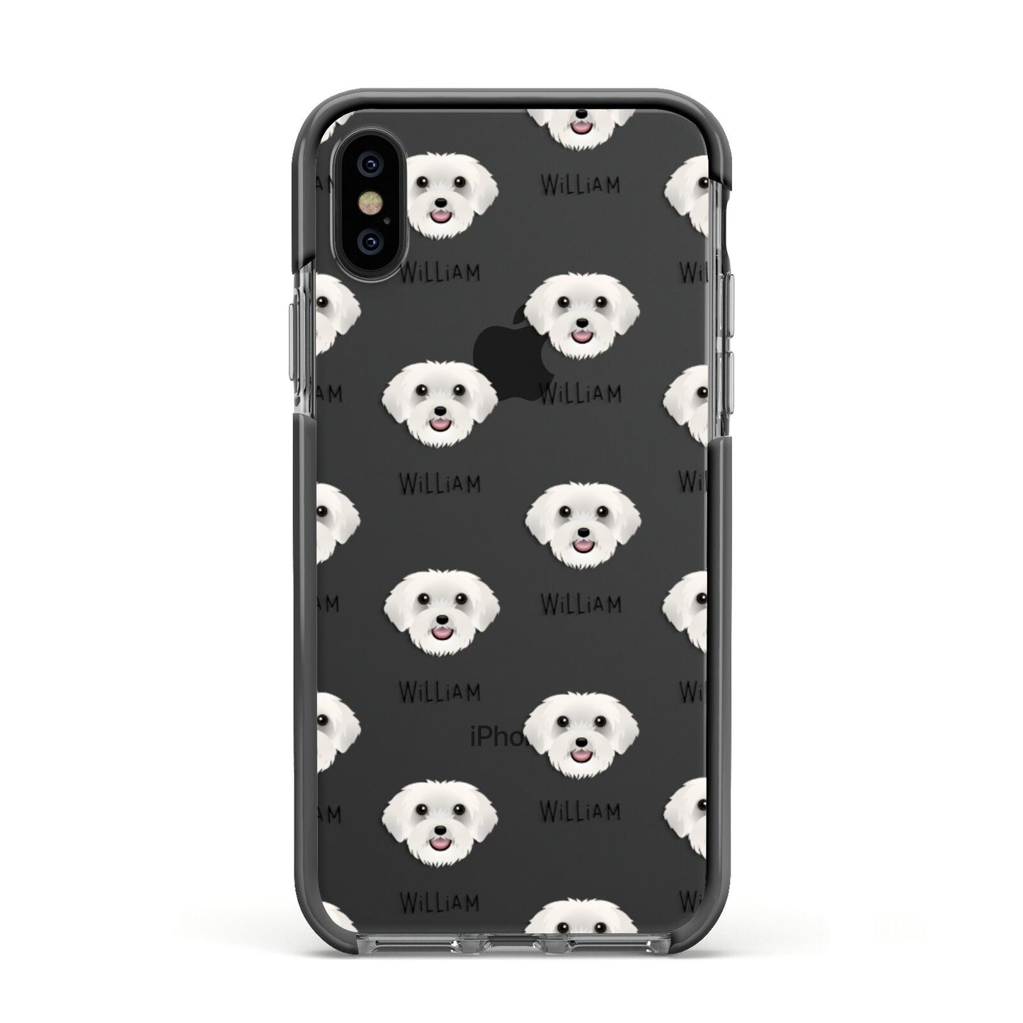 Schnoodle Icon with Name Apple iPhone Xs Impact Case Black Edge on Black Phone
