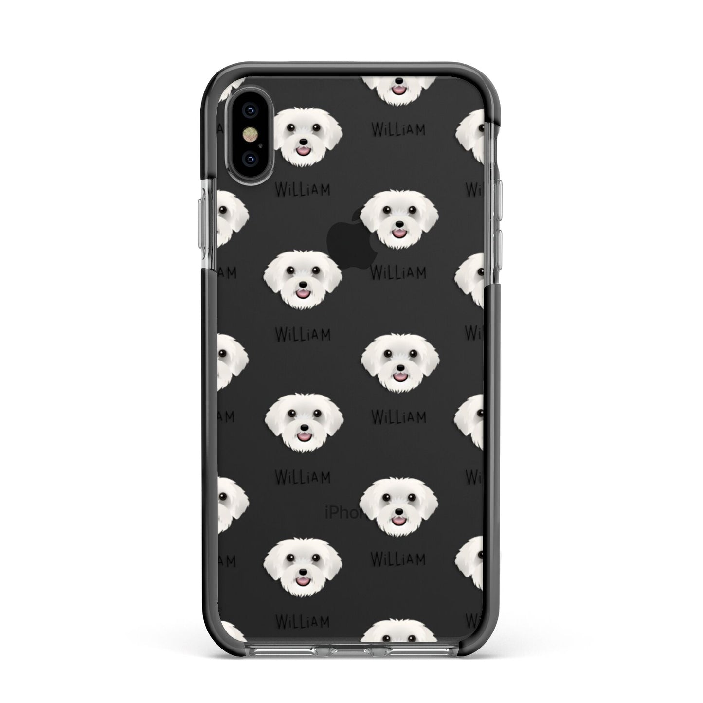 Schnoodle Icon with Name Apple iPhone Xs Max Impact Case Black Edge on Black Phone