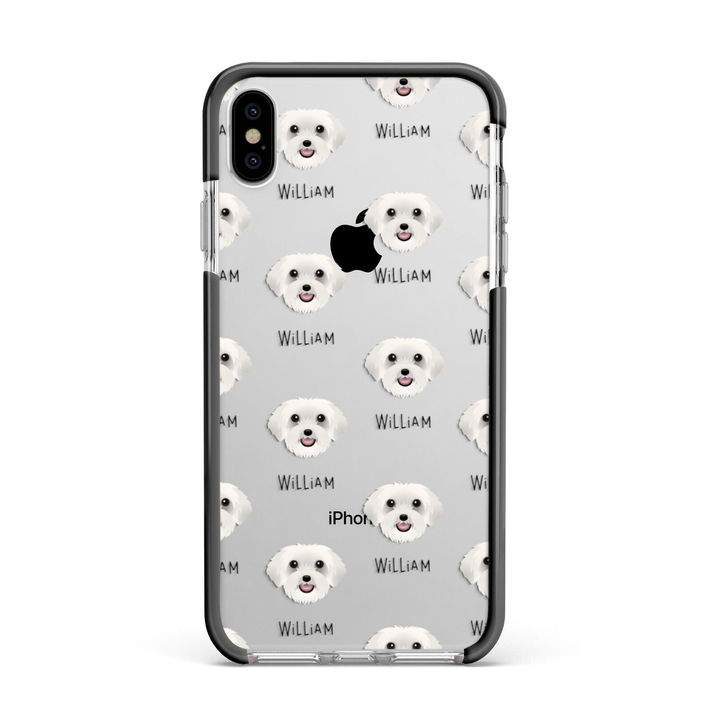 Schnoodle Icon with Name Apple iPhone Xs Max Impact Case Black Edge on Silver Phone