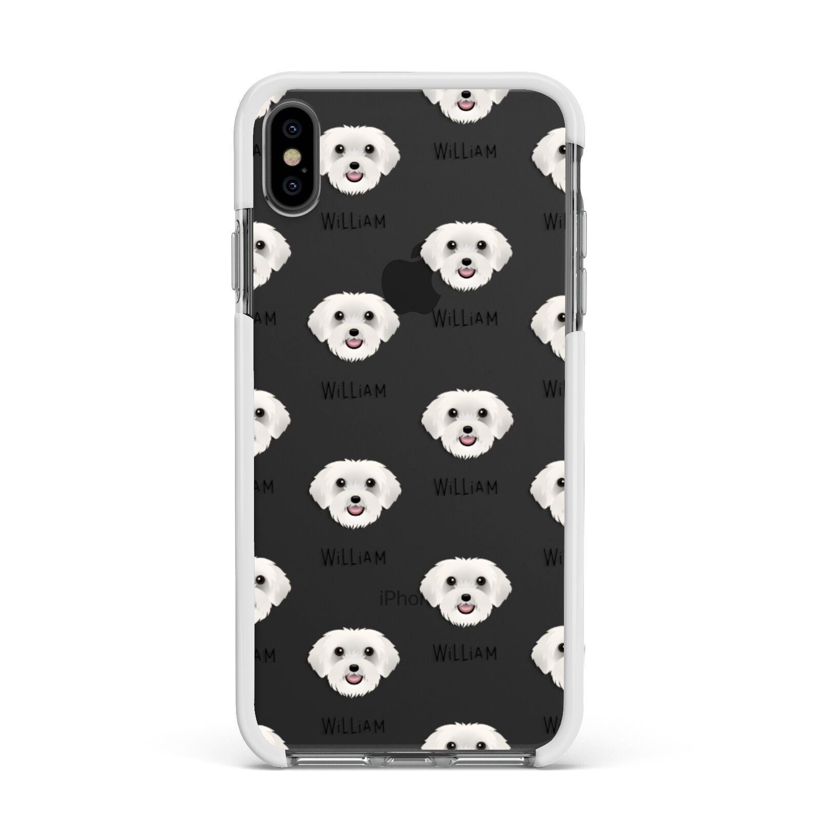 Schnoodle Icon with Name Apple iPhone Xs Max Impact Case White Edge on Black Phone