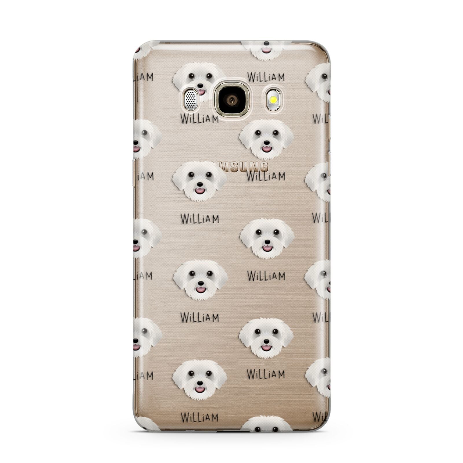 Schnoodle Icon with Name Samsung Galaxy J7 2016 Case on gold phone