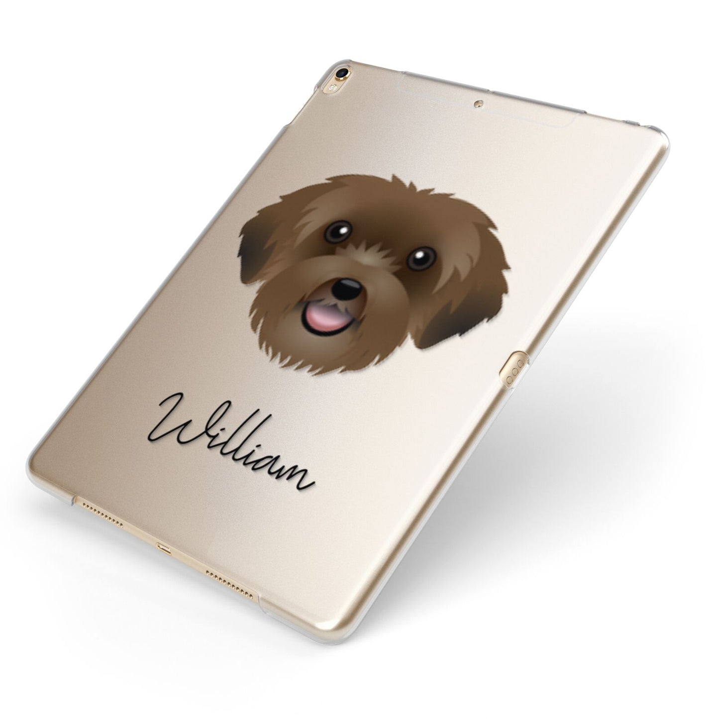 Schnoodle Personalised Apple iPad Case on Gold iPad Side View