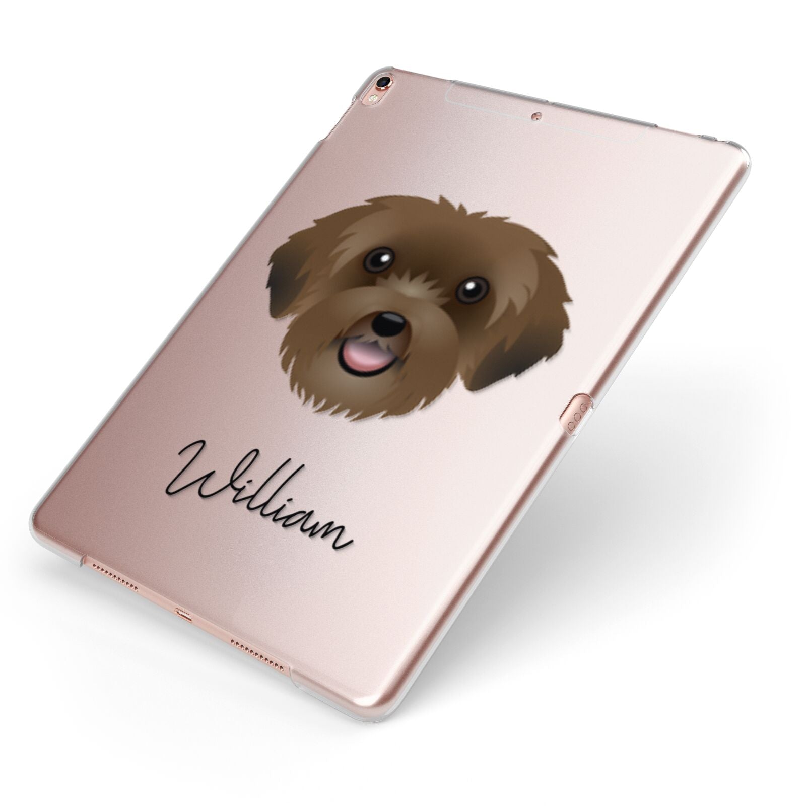 Schnoodle Personalised Apple iPad Case on Rose Gold iPad Side View